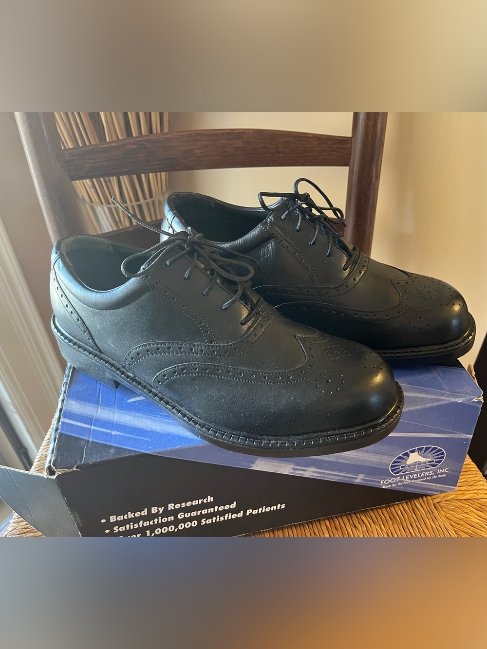 🆕 Foot Levelers Customized Performance Black Leather Wingtip Oxford Brogues 11